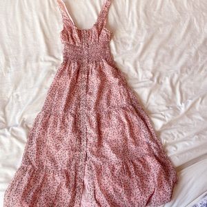 The most beautiful prairie maxi milkmaid dress from urban outfitters pink floral